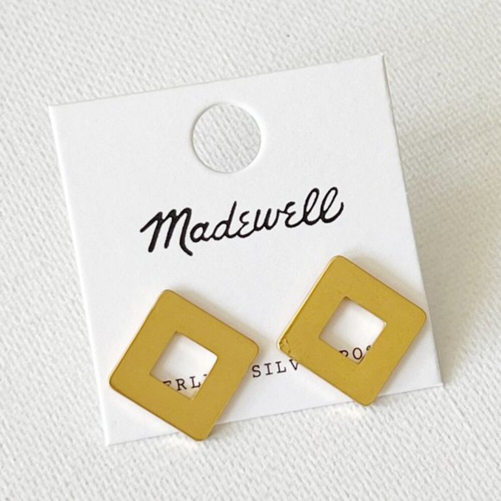 Madewell Gold Square Stud Earrings